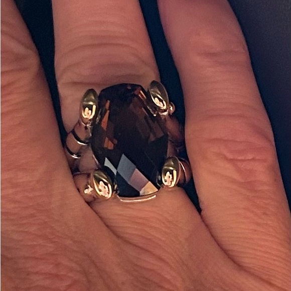 John Atencio Smokey quartz ring in sterling silver and 14ky - Picture 2 of 4